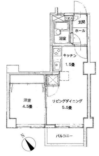 中目黒アークⅡ(1DK/2階)の間取り写真