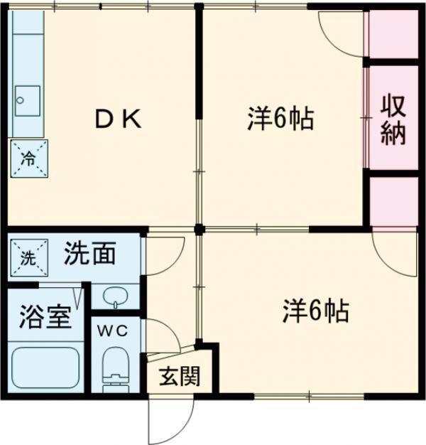 プランドール(2DK/2階)の間取り写真