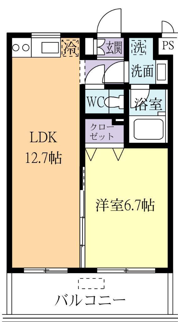 花室ヒルズA棟(1LDK/1階)の間取り写真