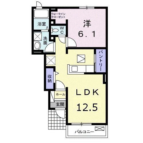 コットン ヴィラ・ノースII(1LDK/1階)の間取り写真