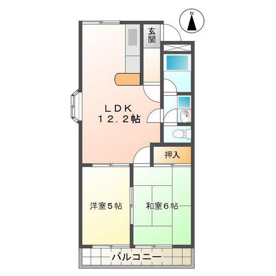サンヒルズ(2LDK/2階)の間取り写真