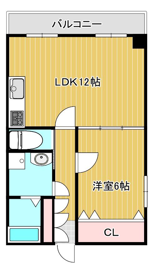 エスポワール北花田(1LDK/3階)の間取り写真
