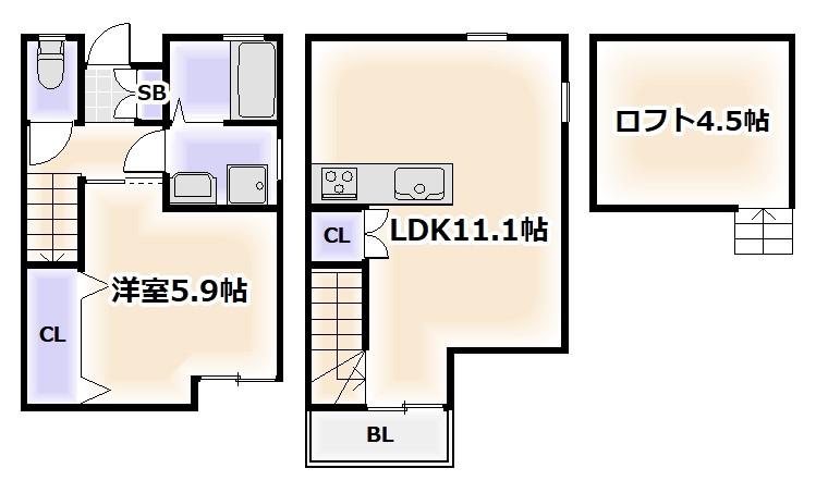 アンソレイユ山坂(1SLDK/1階)の間取り写真