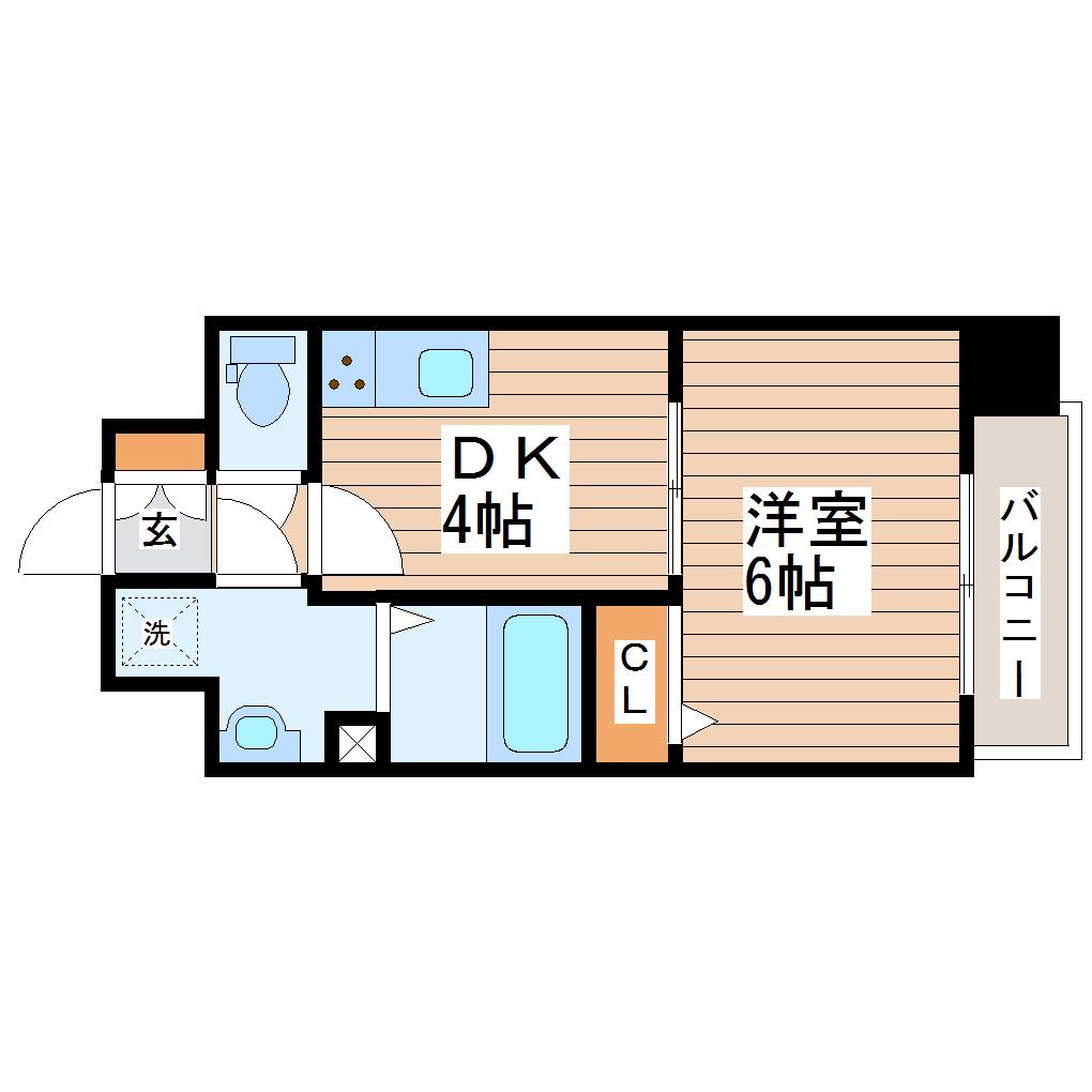 ディオコート長町(1DK/2階)の間取り写真
