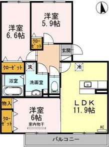 エス プラージュ(3LDK/3階)の間取り写真