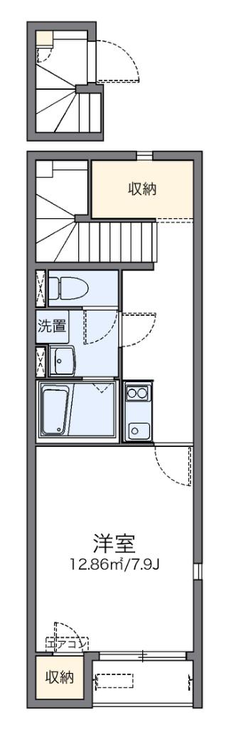 レオネクストKASUMI(1K/2階)の間取り写真