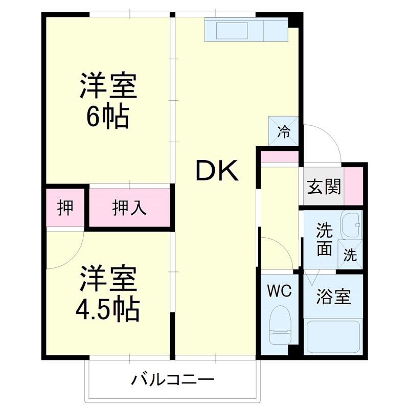 コーポ若葉III(2LDK/1階)の間取り写真