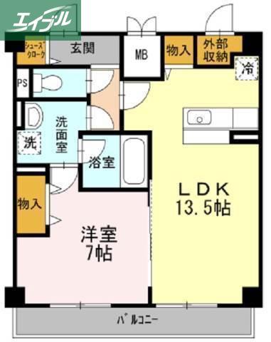 田町ガーデンハイツ(1LDK/5階)の間取り写真