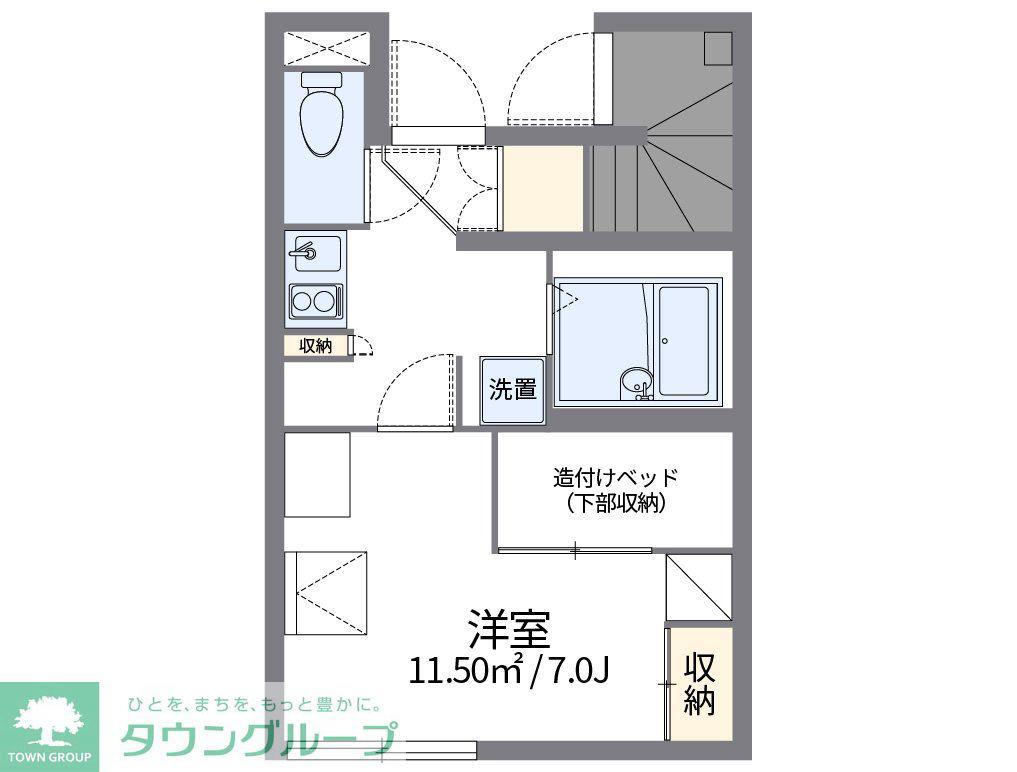 レオパレスのぼり川(1K/1階)の間取り写真