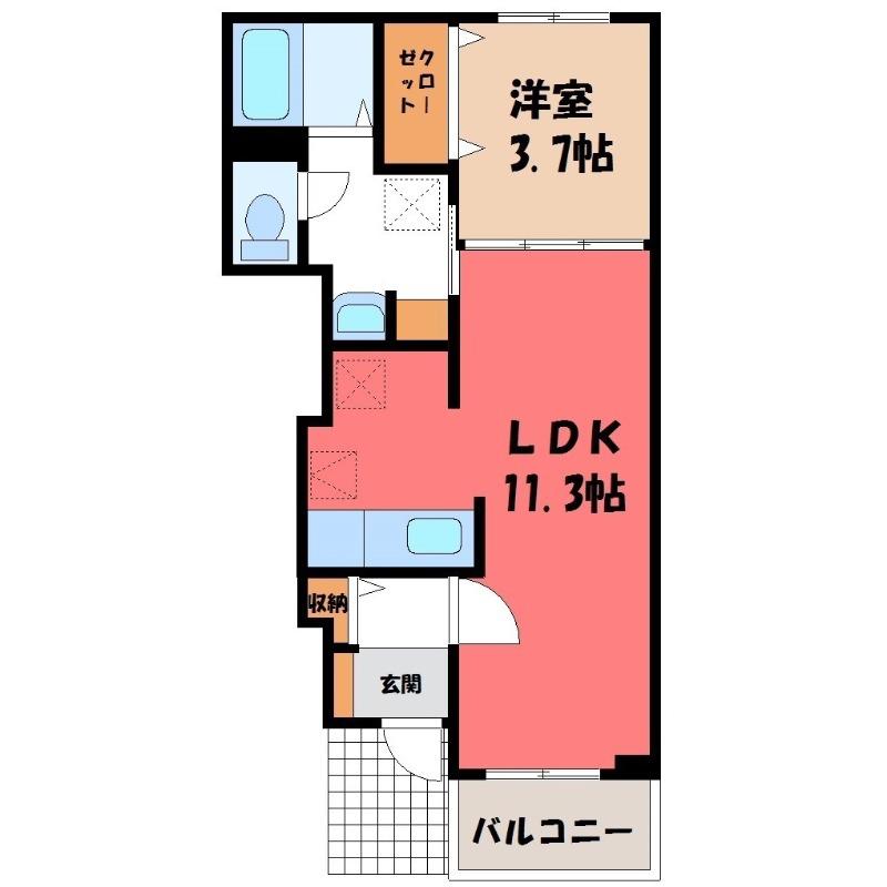 プリート・カーサ(1LDK/1階)の間取り写真