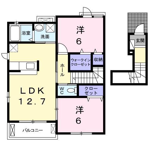 ハーバサイド(2LDK/2階)の間取り写真