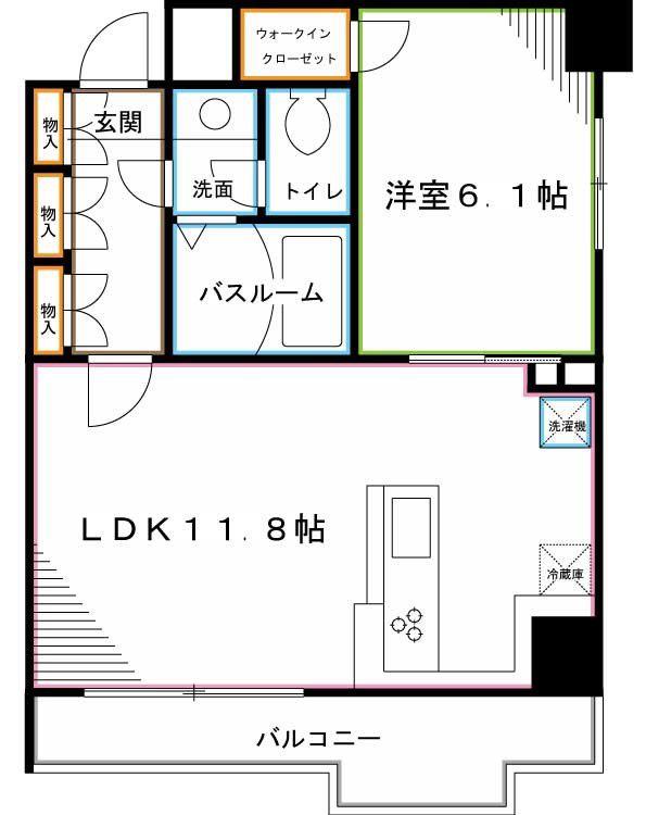 ハラスパジオB.P(1LDK/5階)の間取り写真