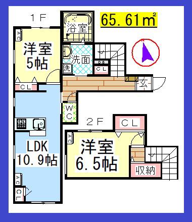 AF ペット共生・ザティーエムレジデンスB(2LDK/2階)の間取り写真