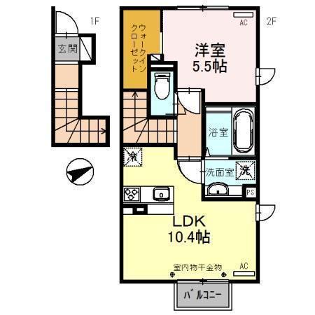 CAMPO DI RISO(1LDK/2階)の間取り写真