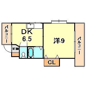 フルハウス(1DK/2階)の間取り写真