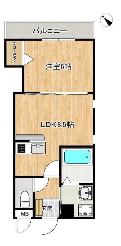 フォレストコート(1LDK/2階)の間取り写真