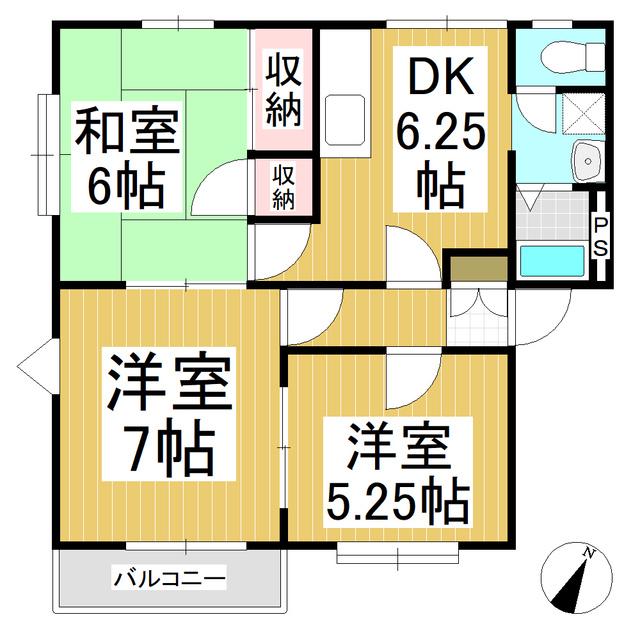 フレグランス上野が丘(3DK/2階)の間取り写真