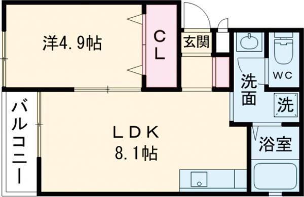 SEAS潮見坂(1LDK/1階)の間取り写真