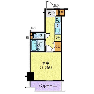 クレイシア北千束(1K/2階)の間取り写真