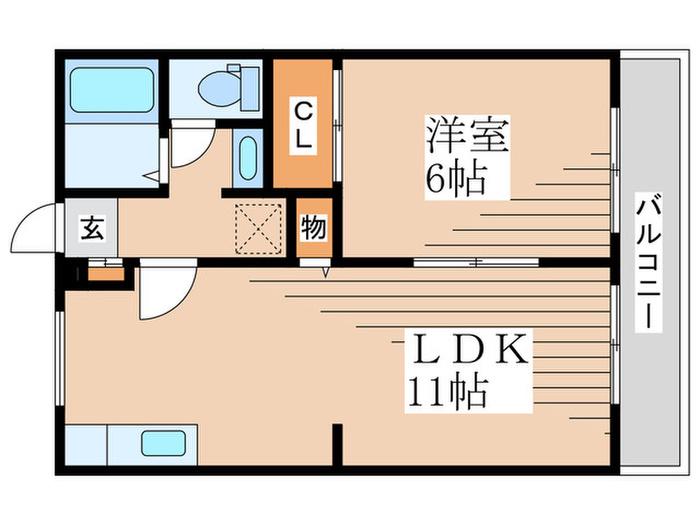 クローバーアレイ(1LDK/1階)の間取り写真