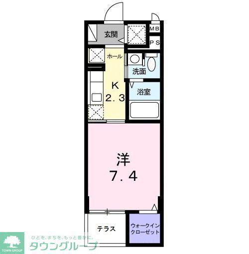 オークヴィラ(1K/1階)の間取り写真