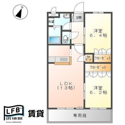 ハミング(2LDK/1階)の間取り写真