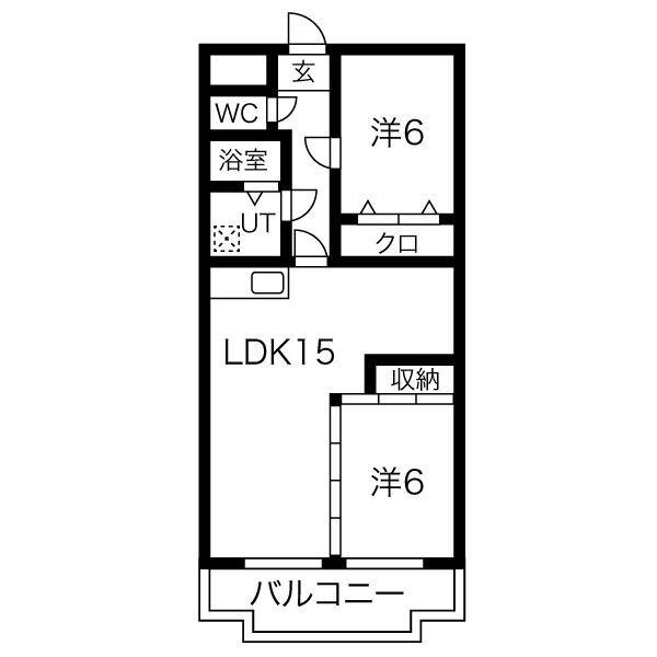 オアシス鷹丘(2LDK/3階)の間取り写真