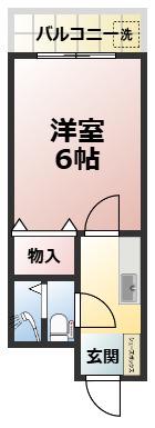 いずみハイツ(1K/3階)の間取り写真