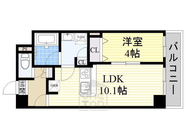 中条プレイス(1LDK/4階)の間取り写真