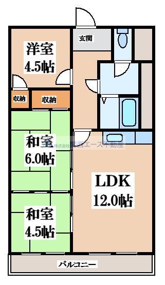 グランデュール弥生(3LDK/3階)の間取り写真