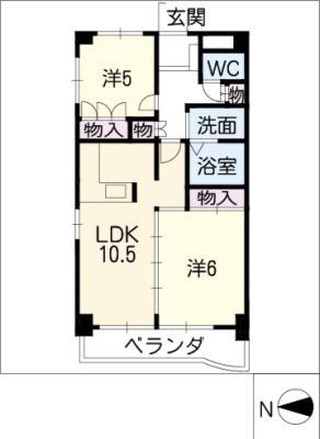 H・S TOWN(2LDK/2階)の間取り写真