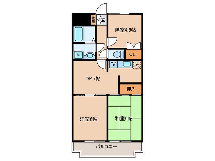 新堀マンション赤坂(3DK/4階)の間取り写真