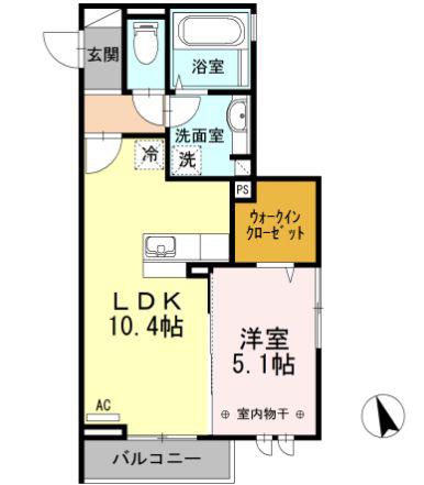 メゾンクレール墨田(1LDK/2階)の間取り写真