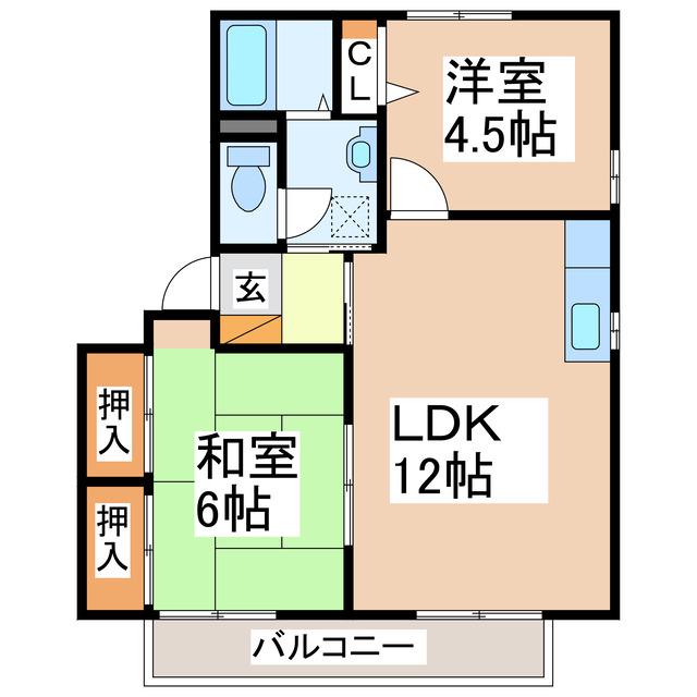 ブロッサムワン(2LDK/1階)の間取り写真