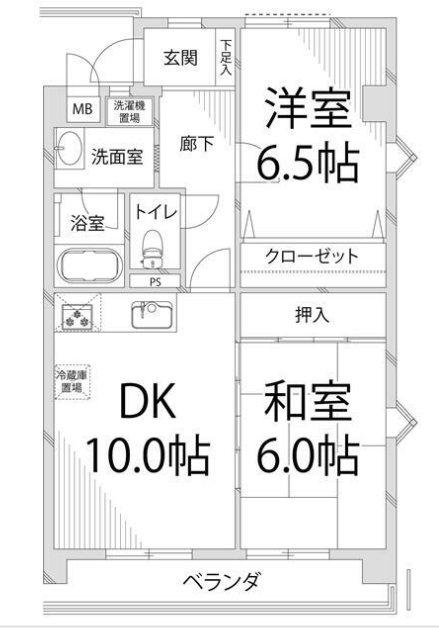 WING手柄(2DK/2階)の間取り写真