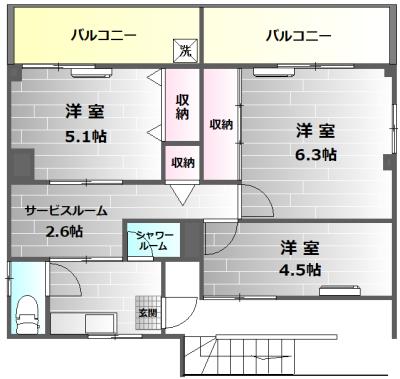 深谷ビル(3K/5階)の間取り写真
