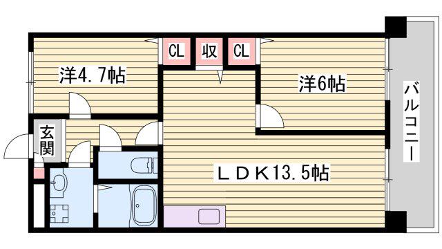 YKハイツ宮の上(2LDK/4階)の間取り写真