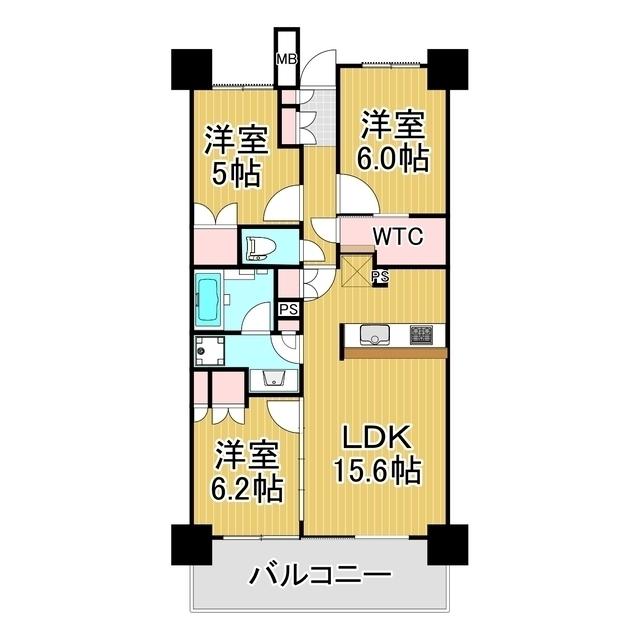 武蔵浦和SKY&GARDEN C棟2103(3LDK/21階)の間取り写真