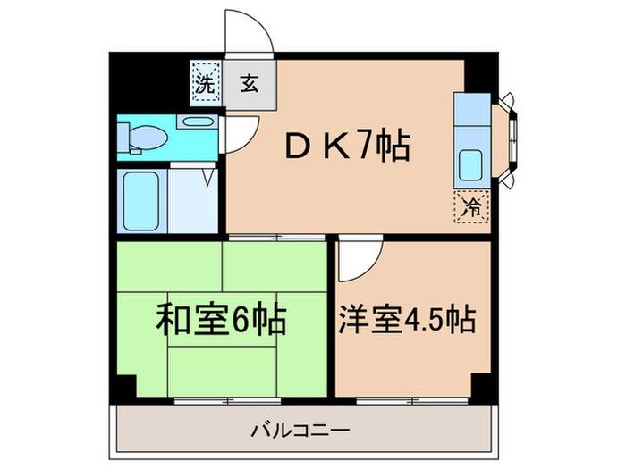 メゾン多摩川(2DK/2階)の間取り写真