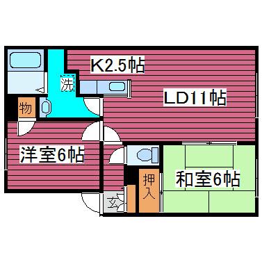 エトワール北都(2LDK/2階)の間取り写真