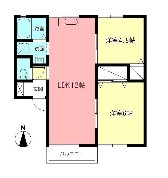 フラワーハイツ(2LDK/2階)の間取り写真