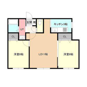 A BOND白石(2LDK/2階)の間取り写真