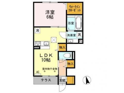 ルリアン(1LDK/1階)の間取り写真
