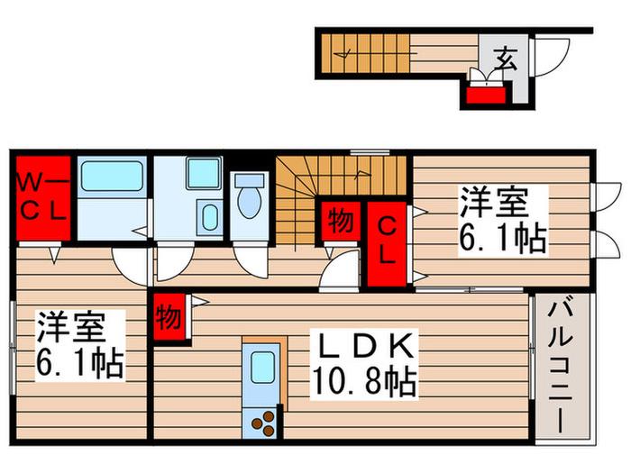プランドールソフィアII(2LDK/2階)の間取り写真