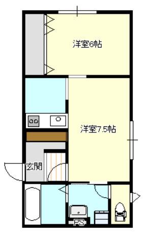 ルミエール山王台II(2K/2階)の間取り写真