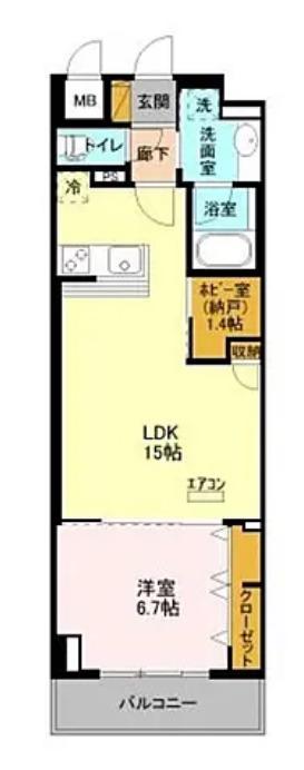 アルメール津田沼(1SLDK/2階)の間取り写真