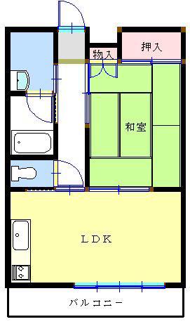 コーポ蘭IV(1LDK/4階)の間取り写真
