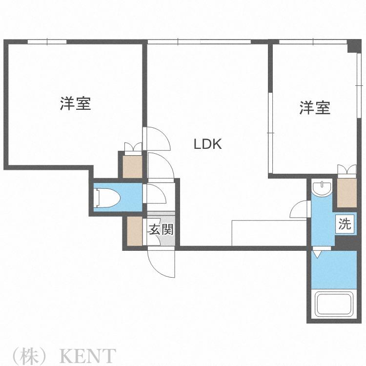 エスポワール円山(2LDK/5階)の間取り写真