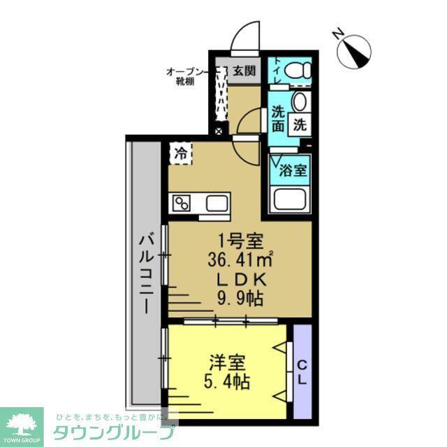 ERIU(1LDK/2階)の間取り写真