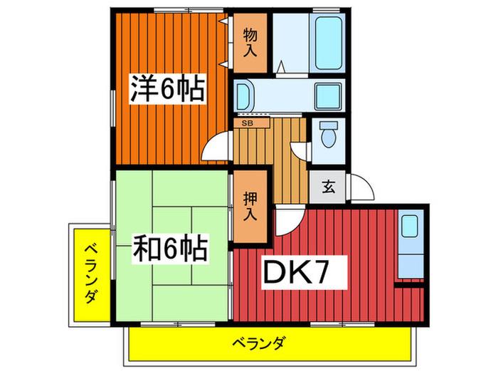 アーバンコート(2DK/1階)の間取り写真